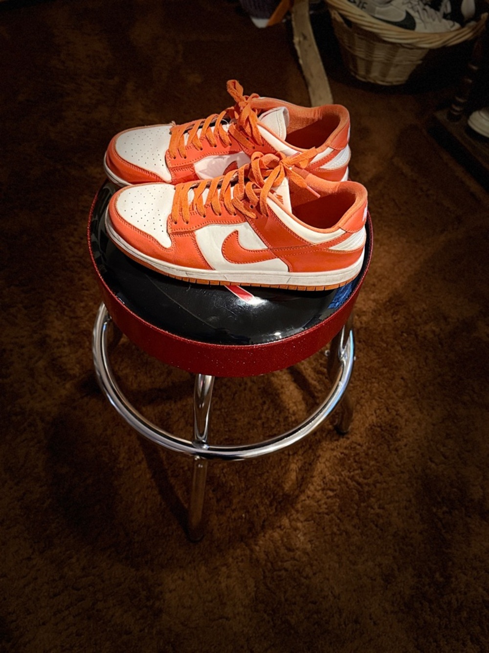 Nike Dunk Low-Top Sneakers in Orange and White
